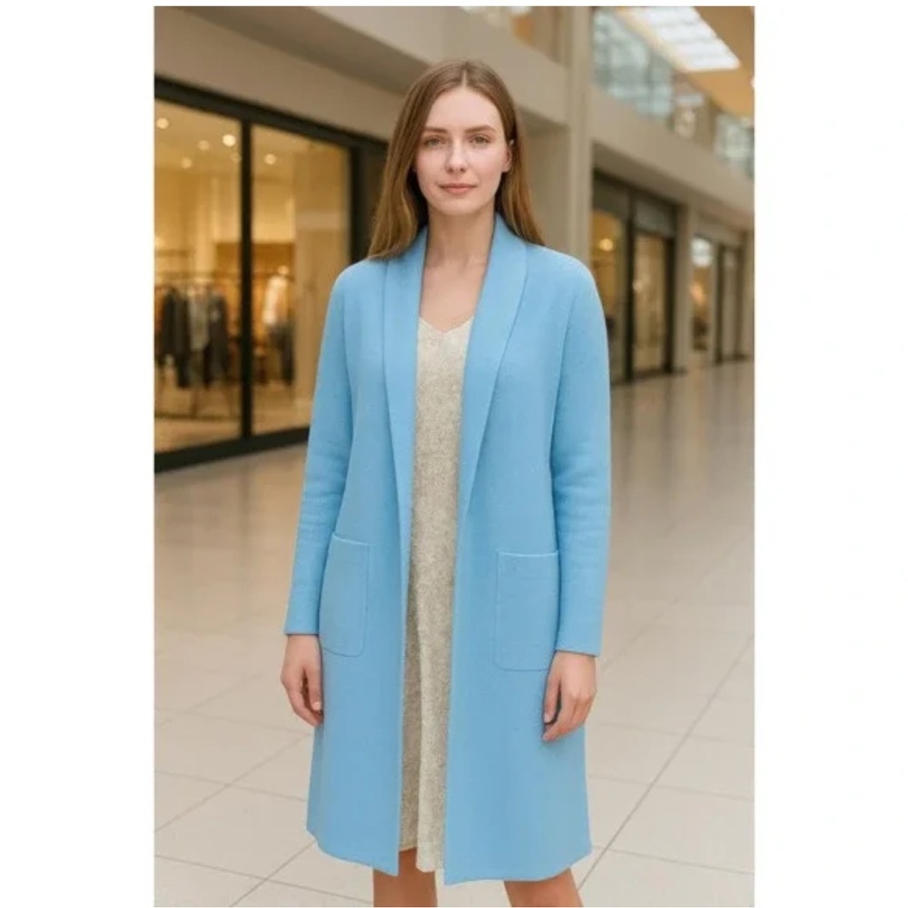 NWT MaxSport Long Cardigan Open Front Sweater Della Robbia Blue Women’s Medium M